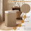 Costway Bamboo Laundry Basket with Lid 72L Natural Clothes Hamper Removable 6