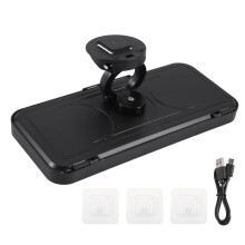 Shower Phone Holder with Speaker IPX4 Waterproof Anti-Fog Touch Screen Wall Mount for Shower Bathroom Black