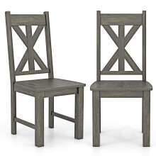Wooden Dining Chairs Kitchen Chair Set of 2 with Rubber Wood Frame