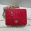 (Red) Retro printed flap small square bag thin chain shoulder strap 1