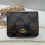 (Brown black) Retro printed flap small square bag thin chain shoulder strap 1
