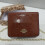 (Brown) Retro printed flap small square bag thin chain shoulder strap 1