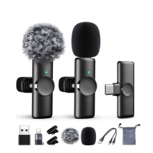Draadloze Microfoon voor , voor en voor Android-Telefoons, Microfoon voor Video-Opnames, Interviews, Podcasts, YouTube en voor TikTok