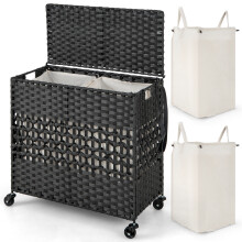 110L 2 Section Laundry Hamper with Lid