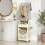 Costway 3 Tier Laundry Cart Folding Laundry Hamper with Hanging Bar 5