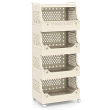 5 Tier Rolling Laundry Basket Plastic Storage Cart with Wheels