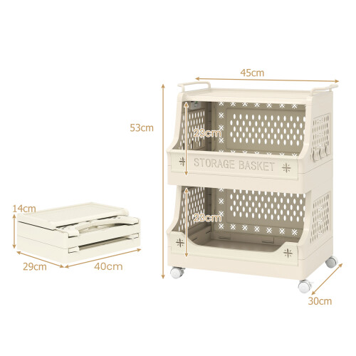 Costway 3 Tier Rolling Laundry Basket Plastic Storage Cart with Wheels 2