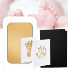 CXAFQ Baby Hand and Footprint Clay Kit - Golden Leave-In Stamping Clay with Photo Frame, Newborn Keepsake Gift for Boys