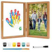 (Gelbe 5) Family Handprint Kit for 4, DIY Baby Handprint & Paw Print Photo Frame with LED, Non-Toxic Finger Paint Gift for Mom & Dad