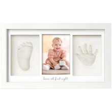 Baby Hand and Footprint Clay Kit - DIY Casting Keepsake Set with Picture Frame, Personalized New Mom Gift, White