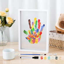 Family Handprint Footprint Kit, 4 Plates 6 Colors Paint Brushes Eraser Ink Pad Set, DIY Craft Keepsake Gift for Baby Kids Parents