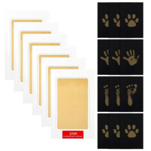 (6 Stück) Baby Hand and Footprint Ink Pad Kit, 4 Clean-Touch Ink Pads with 8 Black Cards, Paw Print Set for Newborn Keepsake Gift
