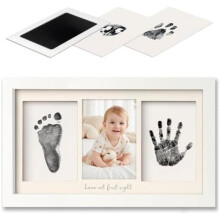 PANYI Baby Hand and Footprint Kit, Inkless Newborn Print Set with Ink Pad & 3 Stamp Cards, Keepsake Picture Frame for Baptism & Baby Shower