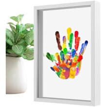 (weiß) Baby Handprint Ornament Kit with Clear Hanging Picture Frame - DIY Keepsake for Parents, Birthday, Christmas, Adoption Party