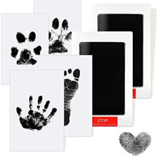 AOBETAK Baby Hand and Footprint Kit, 2 Pcs Clean Touch Ink Pad Set, Safe Paw Print Stamp for Newborn Keepsake 0-6 Months, Black