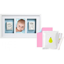 (weiß) Pearhead Babyprints Newborn Handprint Footprint Photo Frame Kit, White Christening Baptism Gift