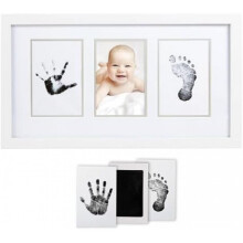 (Weiss/opulenter Garten) Pearhead Babyprints Newborn Handprint Footprint Photo Frame Kit, White Christening Baptism Gift