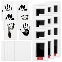 DAJAVE Baby Hand and Footprint Kit, 12-Piece Clean Touch Ink Pad Set, No-Mess Inkless Print Keepsake for Newborns 0-6 Months, Dogs and Cats