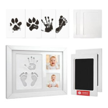 Baby Hand and Footprint Kit with Photo Frame, Paw Print Casting Set for Dogs & Cats, Clay Keepsake
