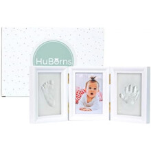 (Ton) HuBorns Baby Hand and Footprint Frame Kit, Non-Toxic Ink Plaster Cast Keepsake Set, Unique Baby Shower Gift