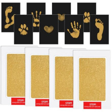 (Gold) Baby Handprint and Footprint Kit, 4-Piece Inkless Stamp Pad Set for Newborn, Pets, Dogs, Cats, Gold