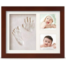 (Wlunt) PewinGo Baby Hand and Footprint Kit, 100% Baby-Safe Clay, Solid Wood Keepsake Frame, White