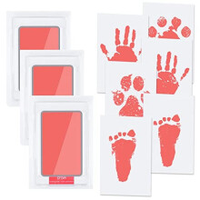 (Rosa) Vicloon Baby Hand and Footprint Kit, Inkless Touch Safe Ink Pad with 6 Cards, Blue Family Gift