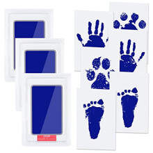 (Blau) Vicloon Baby Hand and Footprint Kit, Inkless Touch Safe Ink Pad with 6 Cards, Blue Family Gift