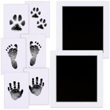 (2 PACKS) Zemiu Baby Hand and Footprint Inkless Kit, 4 Reusable Oversized Ink Pads 11x13cm, Safe for Newborns 0-6 Months, Pet Paw Print Keepsake Set