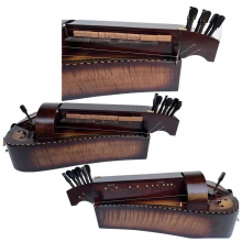 Prachtige Bird's Eye Maple Wood Hurdy Gurdy met inlay shell design - 6 snaren en 24 toetsen