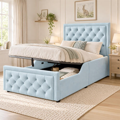 3FT Upholstered Bed with Padded Safety Side Rails