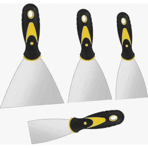 Spatula,4 Pcs Stainless Steel Wallpaper Scraper Putty Knives With Soft Handle