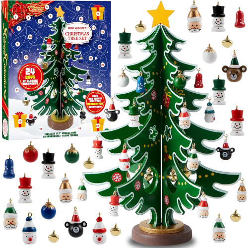 Christmas Advent Calendar with Christmas Tree 24 PCS Ornaments
