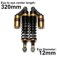 Amortiguador de aire universal para motocicleta 320 mm, suspensión trasera de aluminio 6063, dorado y negro, lote de 2