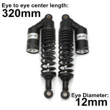 Amortiguador de aire universal para motocicleta, 320 mm, suspensión trasera dorada y negra, aluminio 6063, lote de 2