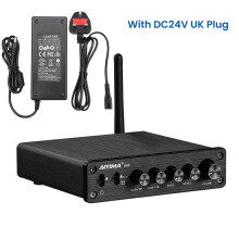 AIYIMA A03 TPA3116 2.1 Bluetooth 5.2 -vahvistin, 50W+50W+100W, 130x122x33 mm, UK-pistoke