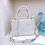 (White) Women's embossed shaped tote bag wide shoulder strap bag 1