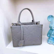 (Gray) Women's embossed shaped tote bag wide shoulder strap bag