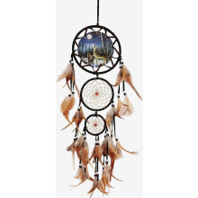 Atrapasueños de lobos, adornos colgantes, atrapasueños de plumas de lobo, adorno decorativo para pared, hogar, sala de estar, dormitori