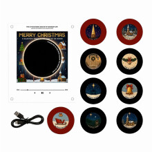 Programmeerbare vinylplatenspeler koelkastmagneet - 9 NFC-muziekplaten - voor kerstdecoratie op de koelkast