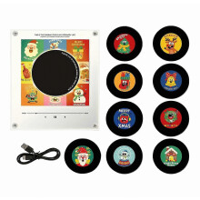 Programmeerbare vinylplatenspeler koelkastmagneet - 9 NFC-muziekplaten - voor kerstkoelkastdecoratie_ynan2