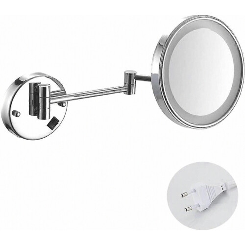 Makeup Mirror with LED Light Shaving Mirror Wall Mounted 3X Magnification Extendable and Chrome Finished with Drilling/Without Drilling