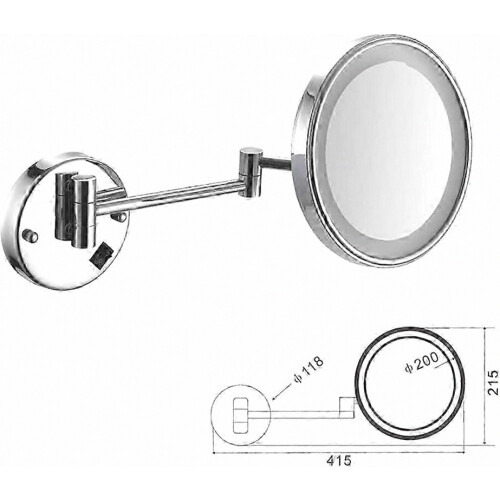 Makeup Mirror with LED Light Shaving Mirror Wall Mounted 3X Magnification Extendable and Chrome Finished with Drilling/Without Drilling 1