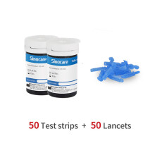 Sinocare Safe Accu tiras reactivas y lancetas de glucosa, 50 piezas
