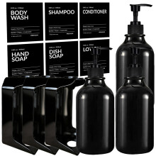 (3pcs black) Chamber-shampoo- ja hoitoaineannostelijasetti - ei poraamista, minimalistinen kylpyhuoneenjärjestäjä,