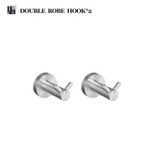 (2 Double Hook) Akcesoria łazienkowe z szczotkowanego niklu, wieszak na ręczniki, wieszak na szlafrok, zestaw akcesoriów
