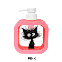 (Pink 500ml) Söpö, pelottava musta kissa -kuvioinen, täytettävä nestesaippua-annostelija, hulvaton musta kissa -teemainen