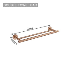 (Double Towel Bar) Zestaw akcesoriów w kolorze szczotkowanego różowego złota, uchwyt na szczotkę toaletową, uchwyt na papier
