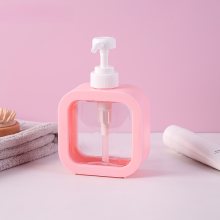 (300ml Pink, As whown) Läpinäkyvä nestesaippua-annostelija, suuri kapasiteettinen säilytyspullo suihkugeelille ja pyykinpesuaineelle
