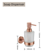 (Soap Dispenser) Harjattu ruusukultainen asustesarja, WC-harjateline, WC-paperiteline, pyyhekuivain, telineen ripustin